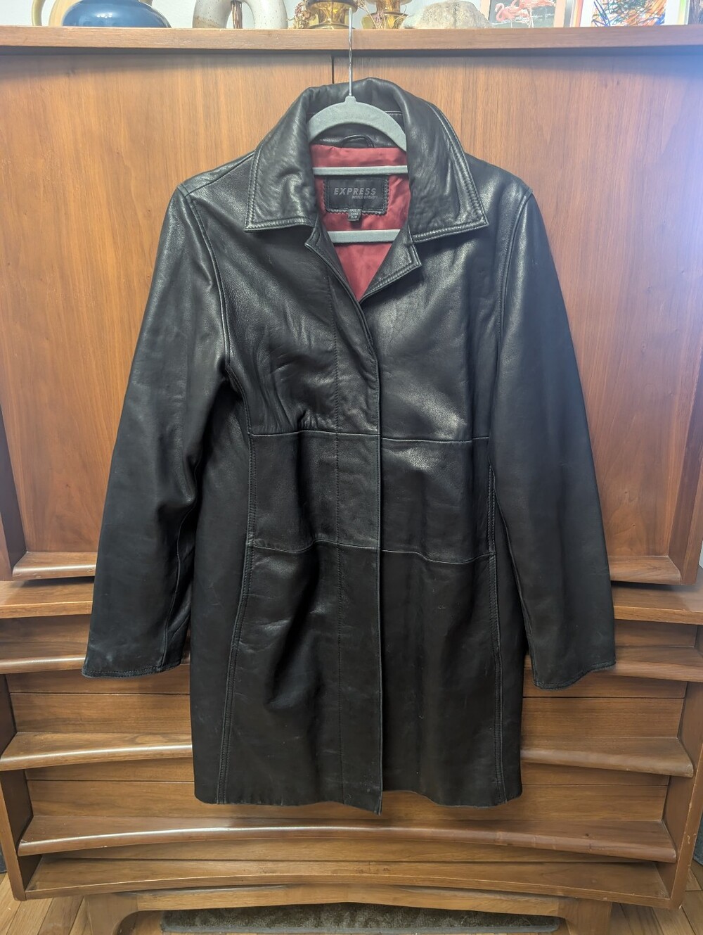Vintage 90s Y2K Express Leather Trench Coat